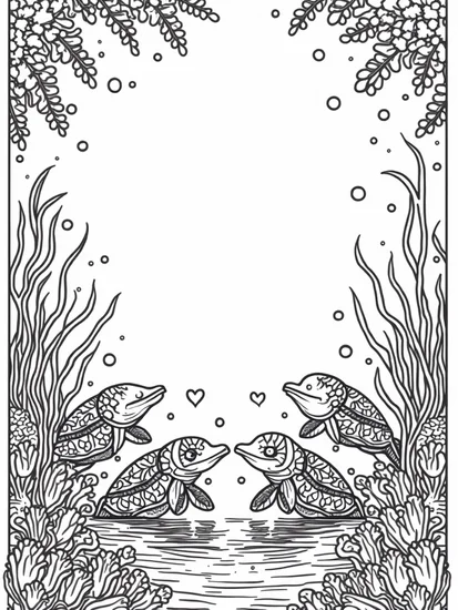 A coloring page of Underwater love festival