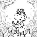 Yoshi making potions in the forest