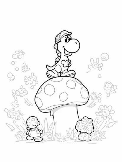 A coloring page of Yoshi’s enchanted sports day