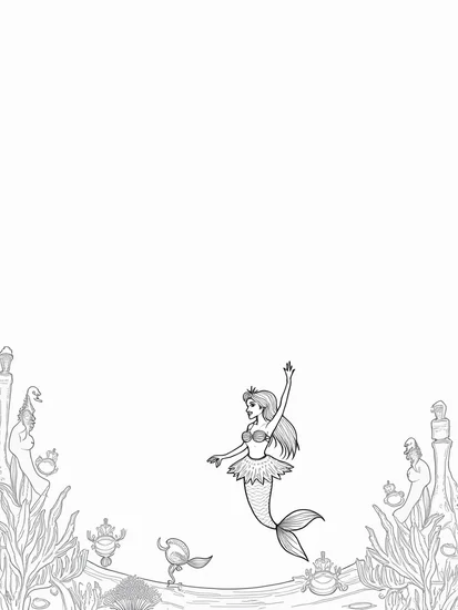 A coloring page of Little mermaid’s ocean ballet