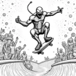 Venom skateboarding in space