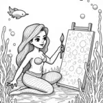 Little mermaid painting underwater