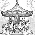 Unicorns on a magical carousel