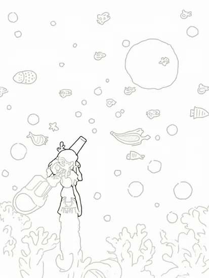 A coloring page of Mermaid astronomer charting stars