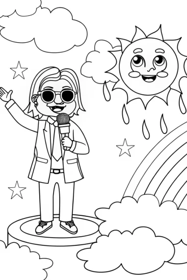 A coloring page of Super Sonic’s weather forecast
