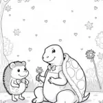 Tortoise and hedgehog in a garden
