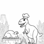 T-Rex cooking a Thanksgiving feast