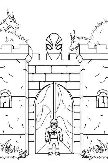 A coloring page of Venom guarding the forgotten zoo