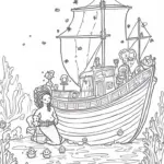 Mermaid exploring a shipwreck