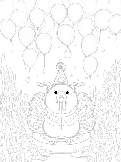 A coloring page of Turkey underwater balloon festival
