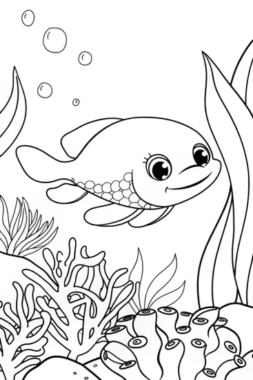 A coloring page of Creeper underwater exploration