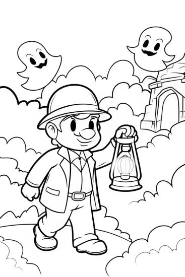 A coloring page of Luigi’s enchanted lantern quest