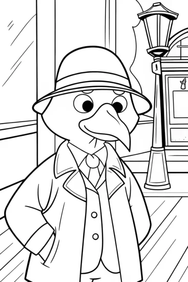 A coloring page of Turkey detective solving a mystery