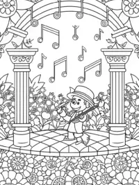 Mario playing in a musical garden