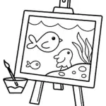 Chick painting underwater scene