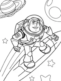 Buzz Lightyear surfing in space