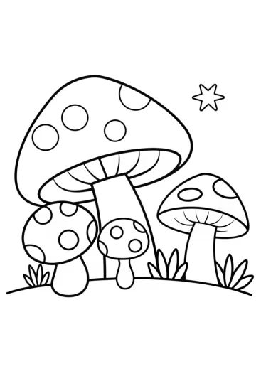 A coloring page of Mushrooms in candy land