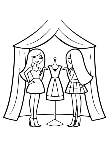 A coloring page of Bratz dolls fashioning a time capsule