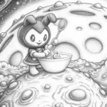 Kuromi baking on the moon
