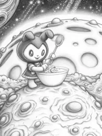 Kuromi baking on the moon