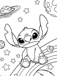 Stitch bouncing in a cosmic playground