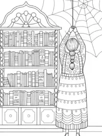 Spider librarian organizing books