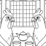 Chickens at a tea ceremony