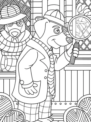 Sherlock Paws solving a mystery coloring pages