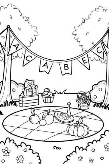 A coloring page of Alphabet garden party