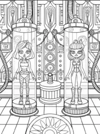 Bratz dolls in a futuristic lab