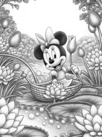 Minnie Mouse in a floating garden