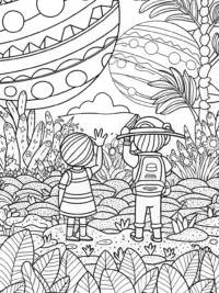 Children exploring a summer planet