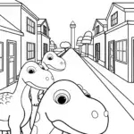 Dinosaur parade through town