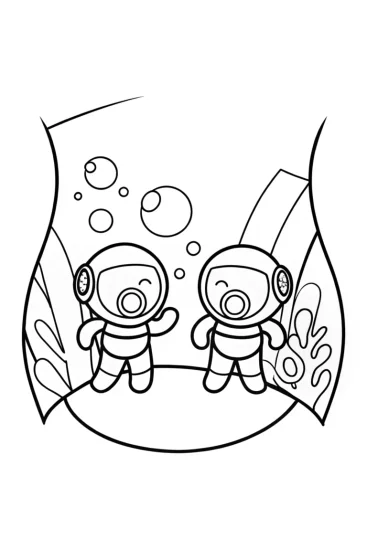A coloring page of Rainbow Friends underwater concert