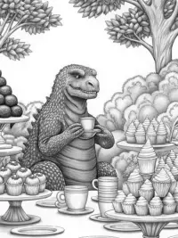 Godzilla tea party