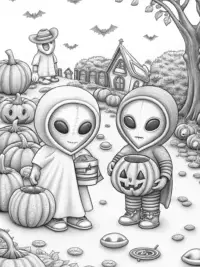 Aliens celebrating Halloween