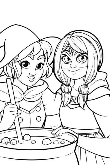 A coloring page of League of Legends potion brewing