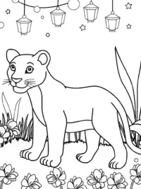 Black Panther in a magical garden