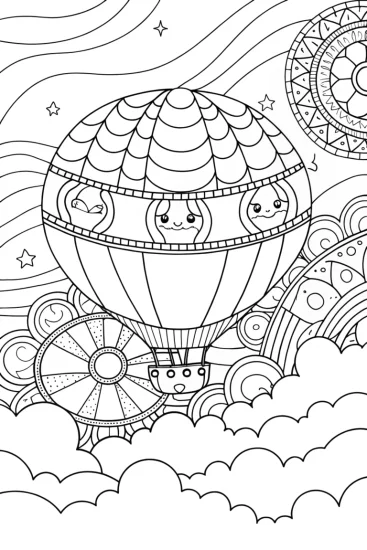 A coloring page of Rainbow Friends’ Sky Race