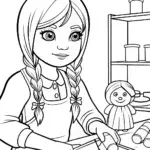 Wednesday Addams in a puppet workshop