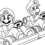 Mario and Luigi racing in safari karts