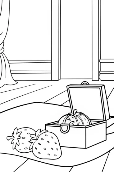 A coloring page of Strawberry Shortcake’s time capsule
