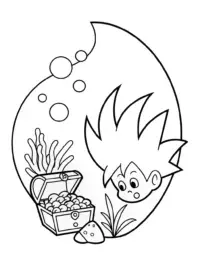 Goku exploring underwater treasures