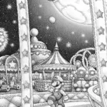 Mario racing in a cosmic carnival