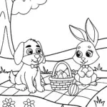 Dog and rabbit picnic adventure