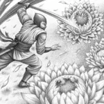 Ninja battles flower spirit