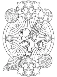 Yoshi in a cosmic art competition