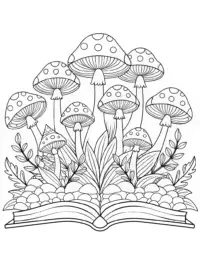 Mushrooms exploring a magical book