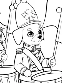 Puppy in a musical parade