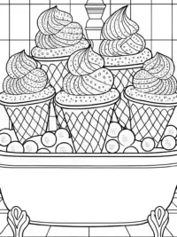 Ice cream cones in a bubble bath